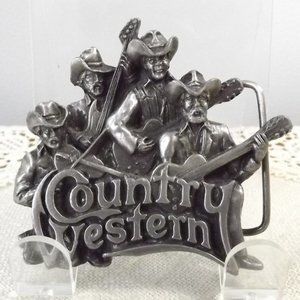 Country Western Vintage Pewter Belt Buckle, Bergamot Brass Works 1981